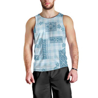 Hawaiian Quilt Tapa On Cold Blue Palaka Motifs Men Tank Top LT7 - Polynesian Pride