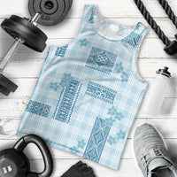 Hawaiian Quilt Tapa On Cold Blue Palaka Motifs Men Tank Top LT7 - Polynesian Pride