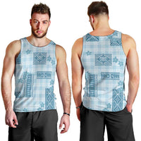 Hawaiian Quilt Tapa On Cold Blue Palaka Motifs Men Tank Top LT7 - Polynesian Pride