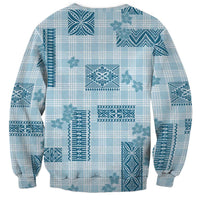 Hawaiian Quilt Tapa On Cold Blue Palaka Motifs Sweatshirt