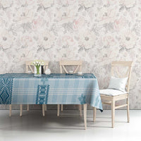 Hawaiian Quilt Tapa On Cold Blue Palaka Motifs Tablecloth