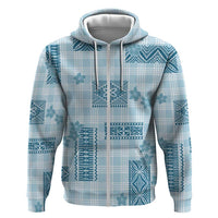 Hawaiian Quilt Tapa On Cold Blue Palaka Motifs Zip Hoodie