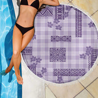 Hawaiian Quilt Tapa On Lilac Palaka Motifs Beach Blanket