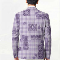 Hawaiian Quilt Tapa On Lilac Palaka Motifs Blazer