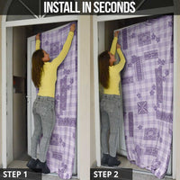Hawaiian Quilt Tapa On Lilac Palaka Motifs Door Cover
