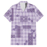 Hawaiian Quilt Tapa On Lilac Palaka Motifs Family Matching Off Shoulder Maxi Dress and Hawaiian Shirt