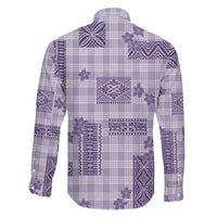 Hawaiian Quilt Tapa On Lilac Palaka Motifs Family Matching Off Shoulder Maxi Dress and Hawaiian Shirt