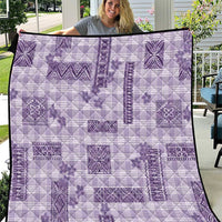 Hawaiian Quilt Tapa On Lilac Palaka Motifs Quilt LT7 Lilac - Polynesian Pride