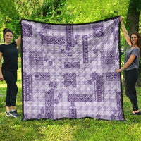 Hawaiian Quilt Tapa On Lilac Palaka Motifs Quilt LT7 - Polynesian Pride