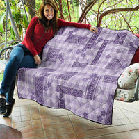 Hawaiian Quilt Tapa On Lilac Palaka Motifs Quilt LT7 - Polynesian Pride