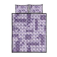 Hawaiian Quilt Tapa On Lilac Palaka Motifs Quilt Bed Set LT7 - Polynesian Pride