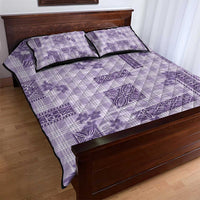Hawaiian Quilt Tapa On Lilac Palaka Motifs Quilt Bed Set LT7 - Polynesian Pride