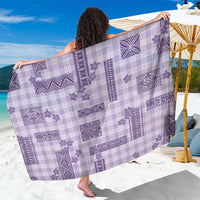 Hawaiian Quilt Tapa On Lilac Palaka Motifs Sarong LT7 One Size 44 x 66 inches Lilac - Polynesian Pride