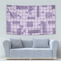 Hawaiian Quilt Tapa On Lilac Palaka Motifs Tapestry