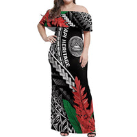 AAPI Heritage Month Off Shoulder Maxi Dress Samoa Teuila LT7 Women Black - Polynesian Pride