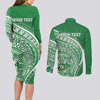 Tonga Liahona High School Personalized Couples Matching Long Sleeve Bodycon Dress and Long Sleeve Button Shirt Ngatu Tokelaufeletoa Motifs