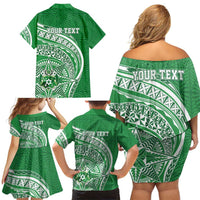 Tonga Liahona High School Personalized Family Matching Off Shoulder Short Dress and Hawaiian Shirt Ngatu Tokelaufeletoa Motifs