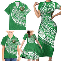 Tonga Liahona High School Personalized Family Matching Short Sleeve Bodycon Dress and Hawaiian Shirt Ngatu Tokelaufeletoa Motifs