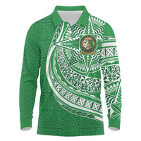 Tonga Liahona High School Personalized Long Sleeve Polo Shirt Ngatu Tokelaufeletoa Motifs