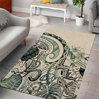 Aloha Hawaii Tapa Area Rug Summer Green Hawaiian Ipu - Polynesian Pride