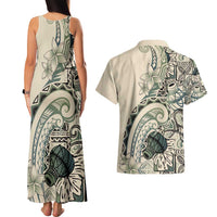 Aloha Hawaii Tapa Couples Matching Tank Maxi Dress and Hawaiian Shirt Summer Green Hawaiian Ipu LT7 - Polynesian Pride