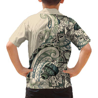 Aloha Hawaii Tapa Family Matching Puletasi and Hawaiian Shirt Summer Green Hawaiian Ipu - Polynesian Pride