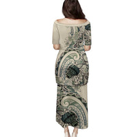 Aloha Hawaii Tapa Family Matching Puletasi and Hawaiian Shirt Summer Green Hawaiian Ipu - Polynesian Pride