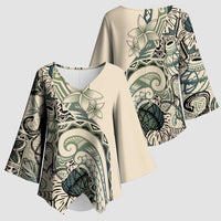 Aloha Hawaii Tapa Kimono Sleeve Blouse Summer Green Hawaiian Ipu - Polynesian Pride