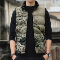 Aloha Hawaii Tapa Sleeveless Puffer Jacket Summer Green Hawaiian Ipu LT7 - Polynesian Pride