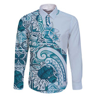 Aloha Hawaii Tapa Family Matching Mermaid Dress and Hawaiian Shirt Cool Turquoise Hawaiian Ipu - Polynesian Pride