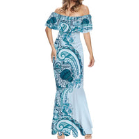 Aloha Hawaii Tapa Mermaid Dress Cool Turquoise Hawaiian Ipu - Polynesian Pride