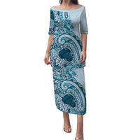 Aloha Hawaii Tapa Puletasi Cool Turquoise Hawaiian Ipu - Polynesian Pride