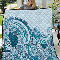 Aloha Hawaii Tapa Quilt Cool Turquoise Hawaiian Ipu - Polynesian Pride