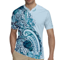 Aloha Hawaii Tapa Rugby Jersey Cool Turquoise Hawaiian Ipu - Polynesian Pride