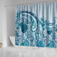 Aloha Hawaii Tapa Shower Curtain Cool Turquoise Hawaiian Ipu - Polynesian Pride