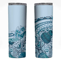Aloha Hawaii Tapa Skinny Tumbler Cool Turquoise Hawaiian Ipu - Polynesian Pride