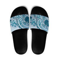 Aloha Hawaii Tapa Slide Sandals Cool Turquoise Hawaiian Ipu LT7 Turquoise - Polynesian Pride