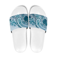 Aloha Hawaii Tapa Slide Sandals Cool Turquoise Hawaiian Ipu LT7 Turquoise - Polynesian Pride
