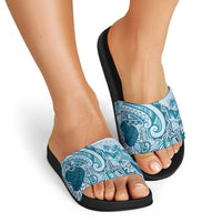 Aloha Hawaii Tapa Slide Sandals Cool Turquoise Hawaiian Ipu LT7 - Polynesian Pride