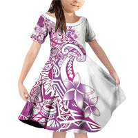 Aloha Hawaii Tapa Family Matching Off Shoulder Short Dress and Hawaiian Shirt Vibrant Fuchsia Hawaiian Ipu - Polynesian Pride