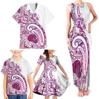 Aloha Hawaii Tapa Family Matching Tank Maxi Dress and Hawaiian Shirt Vibrant Fuchsia Hawaiian Ipu - Polynesian Pride