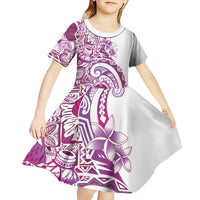 Aloha Hawaii Tapa Kid Short Sleeve Dress Vibrant Fuchsia Hawaiian Ipu LT7 - Polynesian Pride