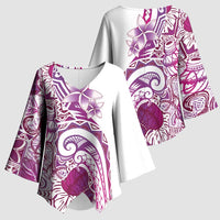 Aloha Hawaii Tapa Kimono Sleeve Blouse Vibrant Fuchsia Hawaiian Ipu - Polynesian Pride