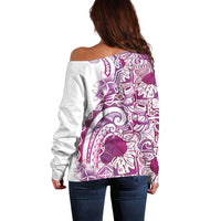 Aloha Hawaii Tapa Off Shoulder Sweater Vibrant Fuchsia Hawaiian Ipu LT7 - Polynesian Pride