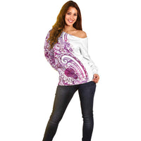 Aloha Hawaii Tapa Off Shoulder Sweater Vibrant Fuchsia Hawaiian Ipu LT7 - Polynesian Pride