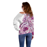 Aloha Hawaii Tapa Off Shoulder Sweater Vibrant Fuchsia Hawaiian Ipu LT7 - Polynesian Pride