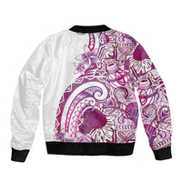 Aloha Hawaii Tapa Sleeve Zip Bomber Jacket Vibrant Fuchsia Hawaiian Ipu LT7 - Polynesian Pride