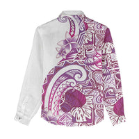 Aloha Hawaii Tapa Women Casual Shirt Vibrant Fuchsia Hawaiian Ipu - Polynesian Pride