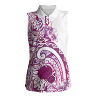 Aloha Hawaii Tapa Women Sleeveless Polo Shirt Vibrant Fuchsia Hawaiian Ipu - Polynesian Pride