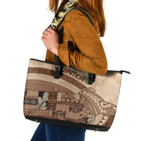 Samoa Mamanu Siapo Mocha Leather Tote Bag Tatau Malie
